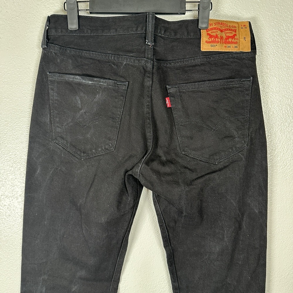 Levi's 501 Original Straight Fit Button Fly Black Jeans Mens Size 34x36 Classic - Picture 5 of 8
